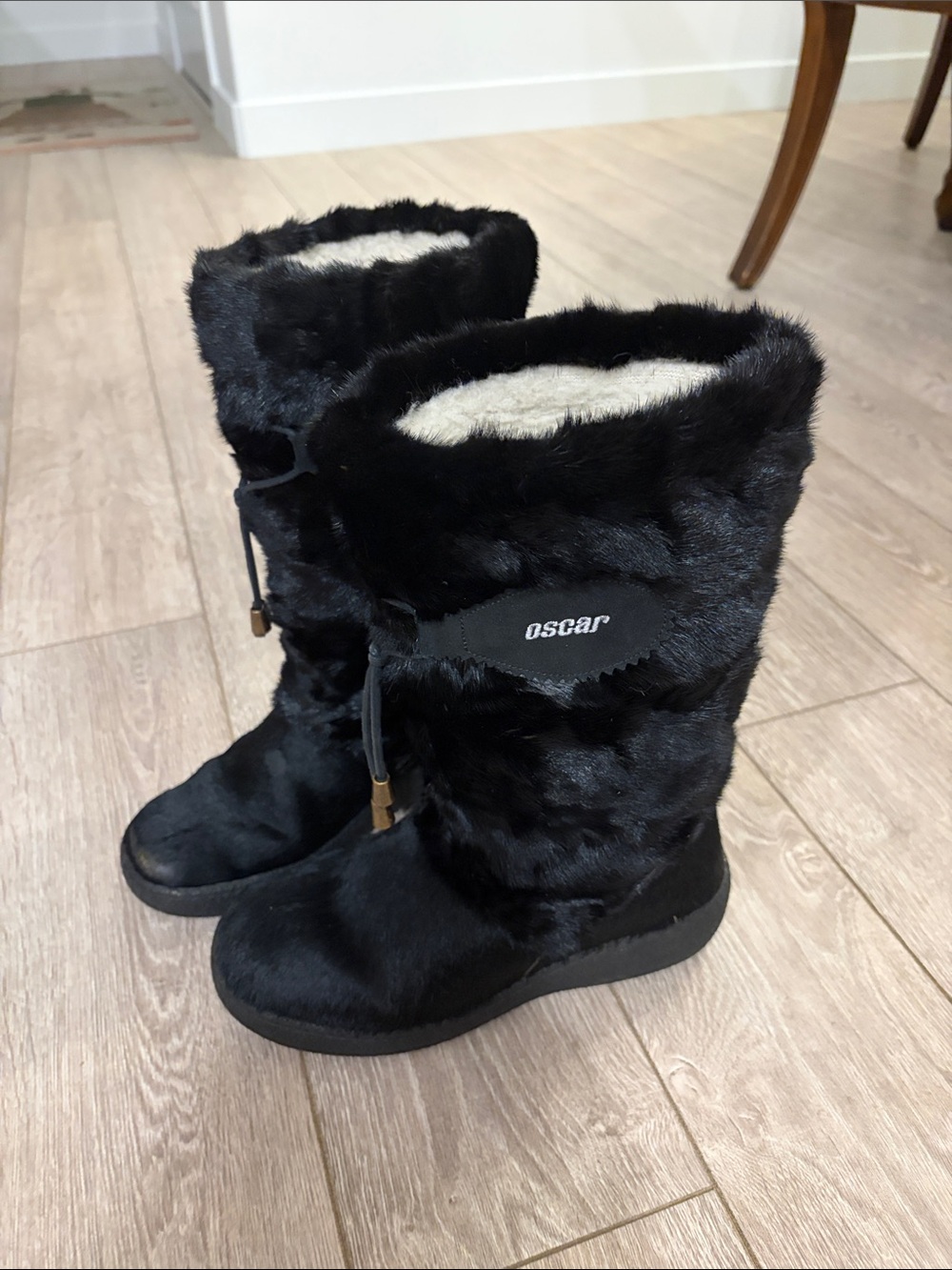 Oscar Black Faux Fur Winter Boots with Plush Lining